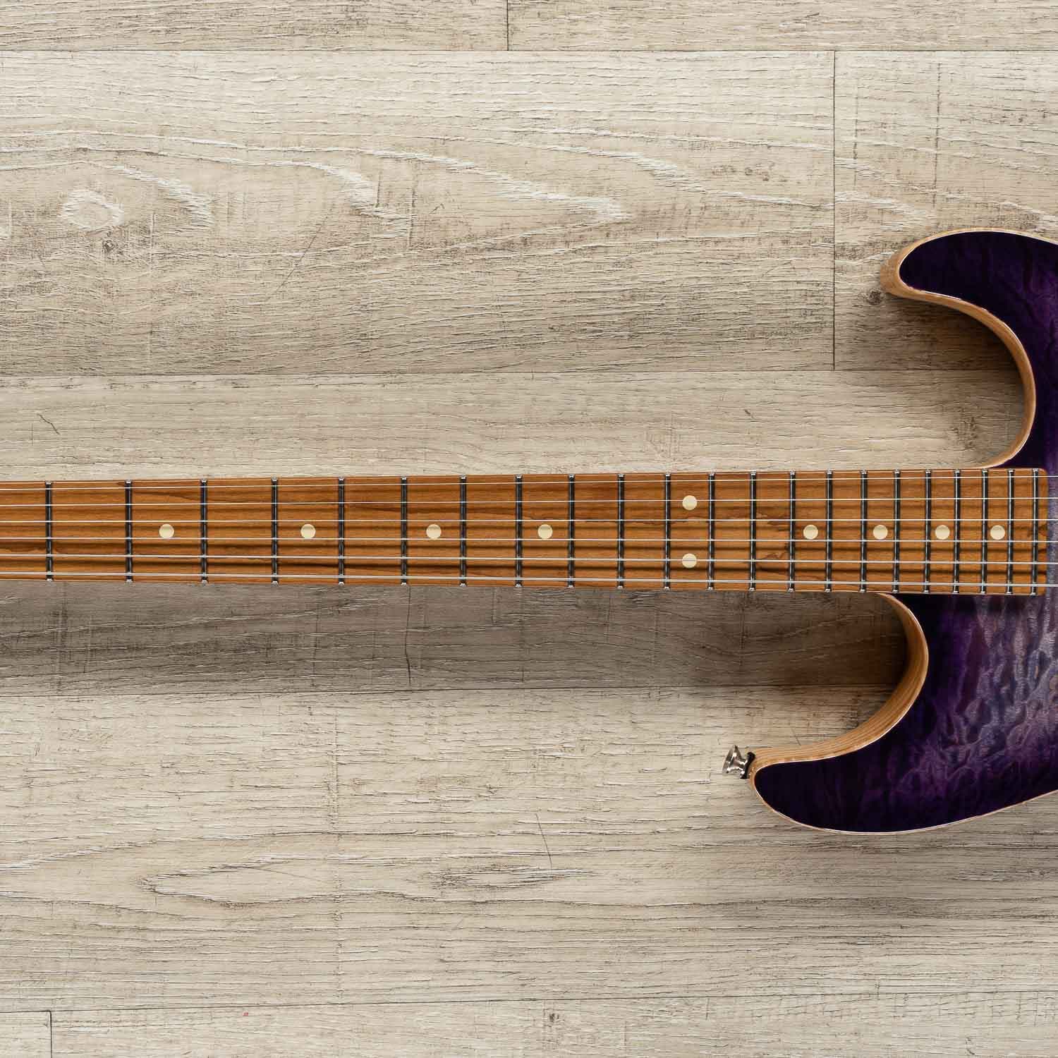 Anderson Guitarworks Drop Top Electric Guitar, Abalone to Trans Purple Burst, Quilt Maple Top, Roasted Maple
