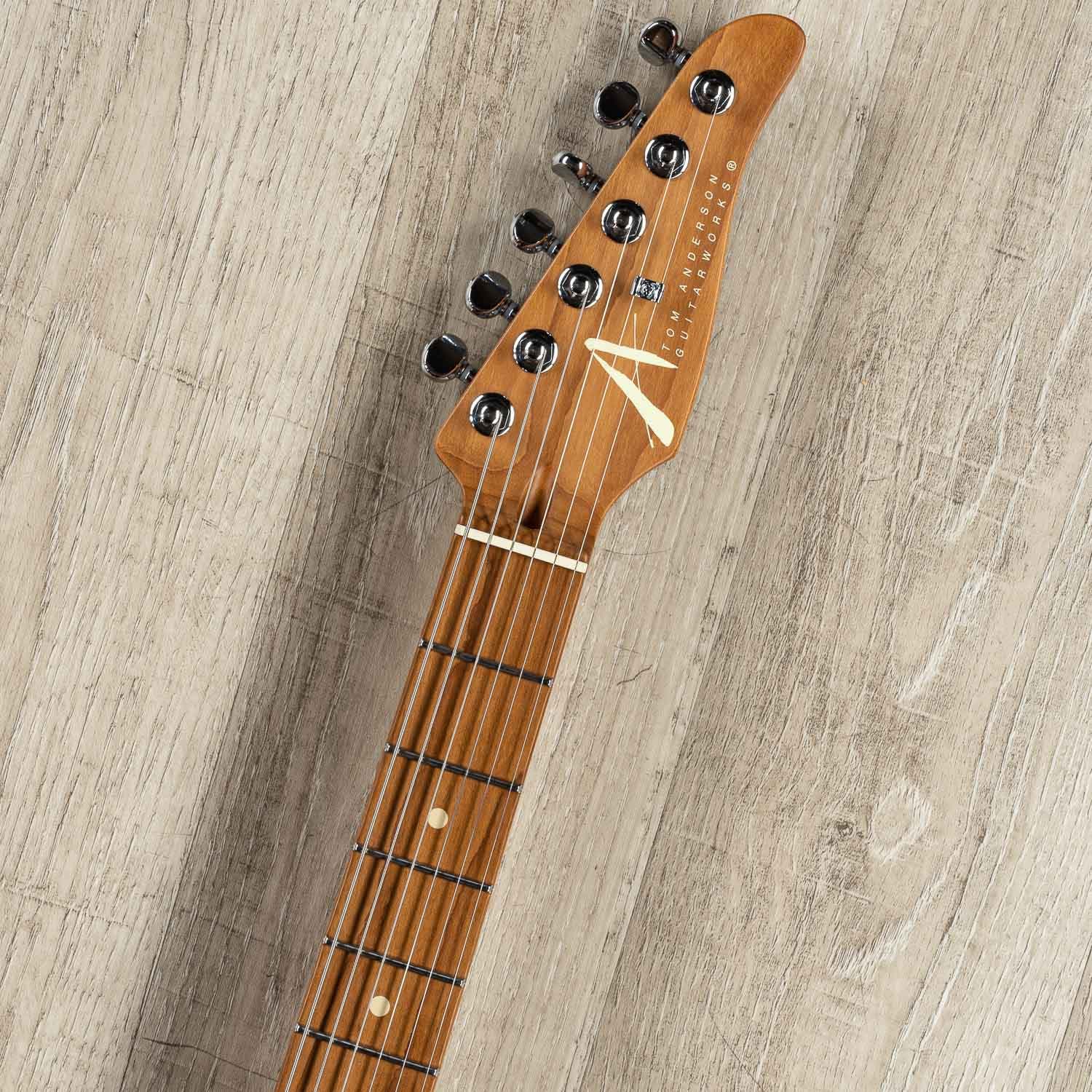 Anderson Guitarworks Drop Top Electric Guitar, Abalone to Trans Purple Burst, Quilt Maple Top, Roasted Maple