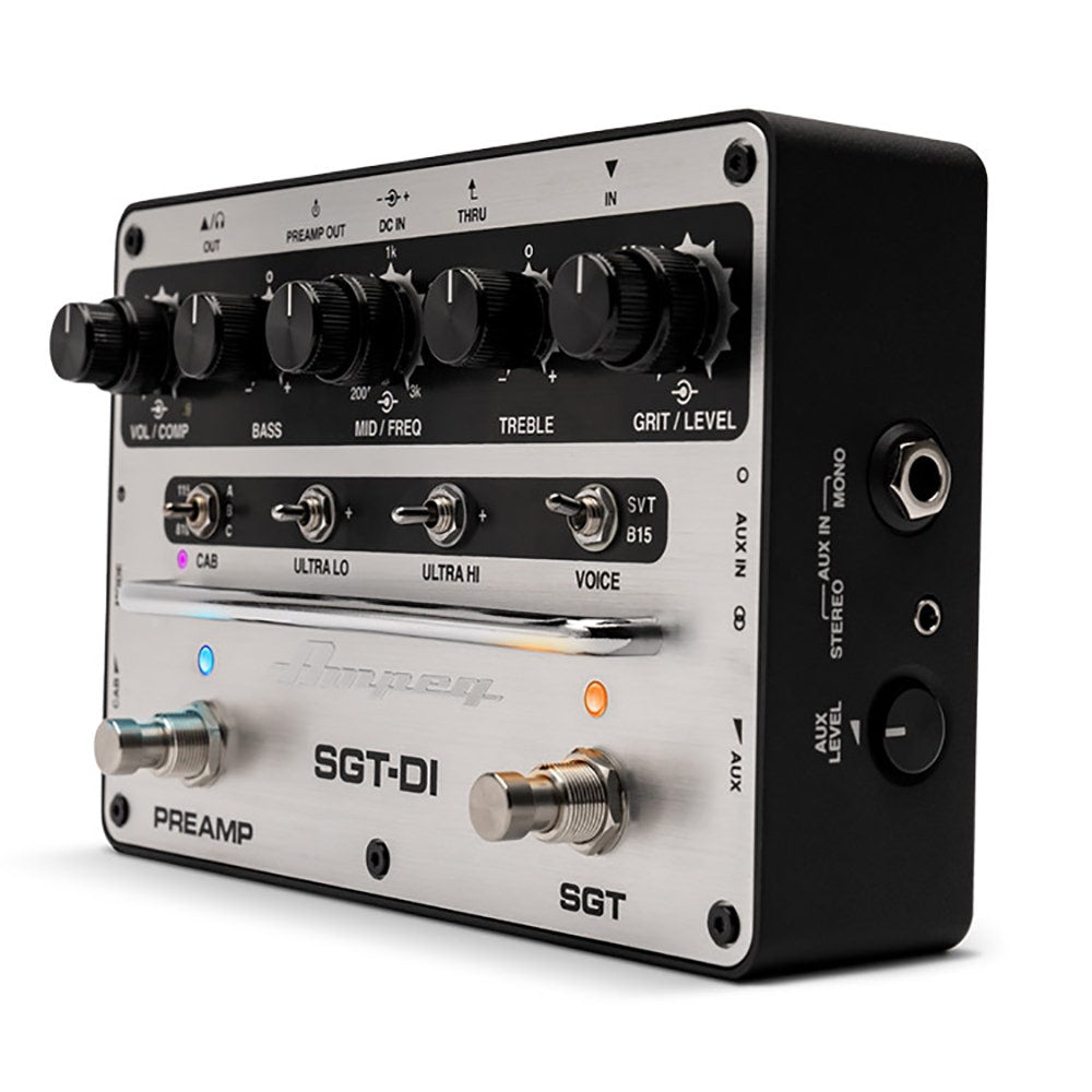 Ampeg SGT-DI Bass Preamp and DI Effect Pedal, 3-Band EQ, IR Loader/Cab Simulator