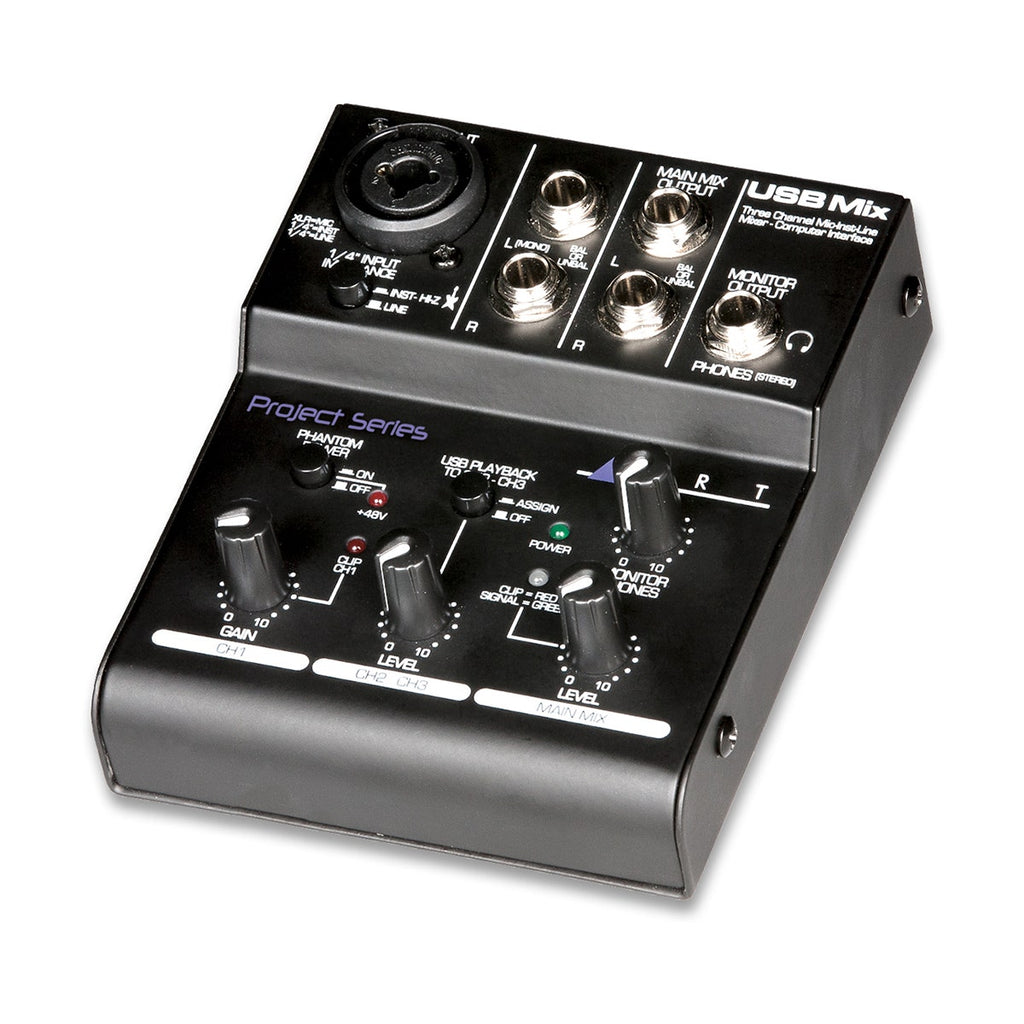 ART USB Mix 3-Channel Mixer with USB Audio Interface with USB Bus Power