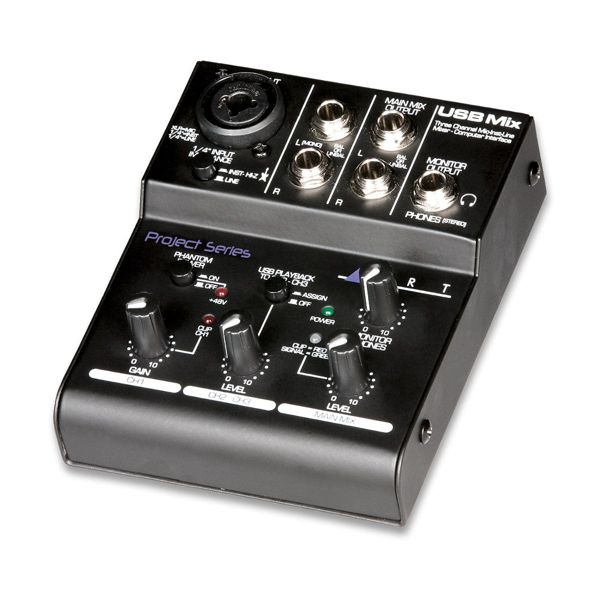 ART USB Mix 3-Channel Mixer with USB Audio Interface with USB Bus Power