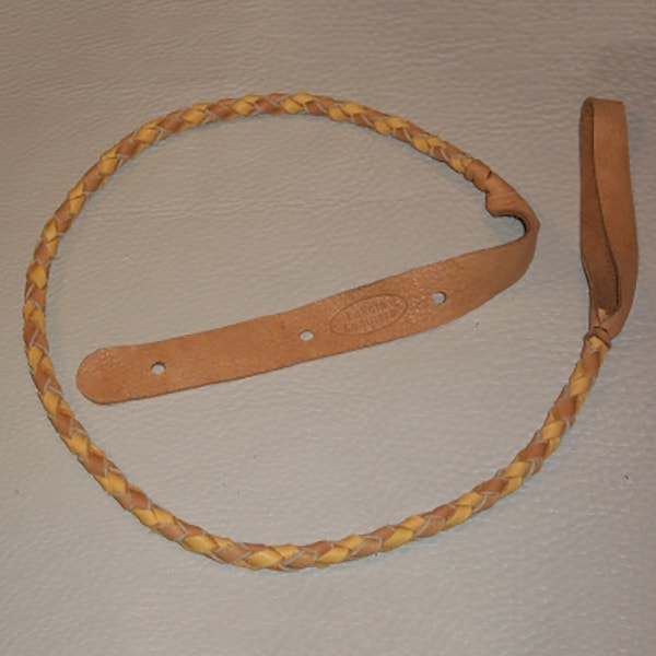 Lakota Leathers Mandolin Strap, Braided Round, 43", Gold and Tan