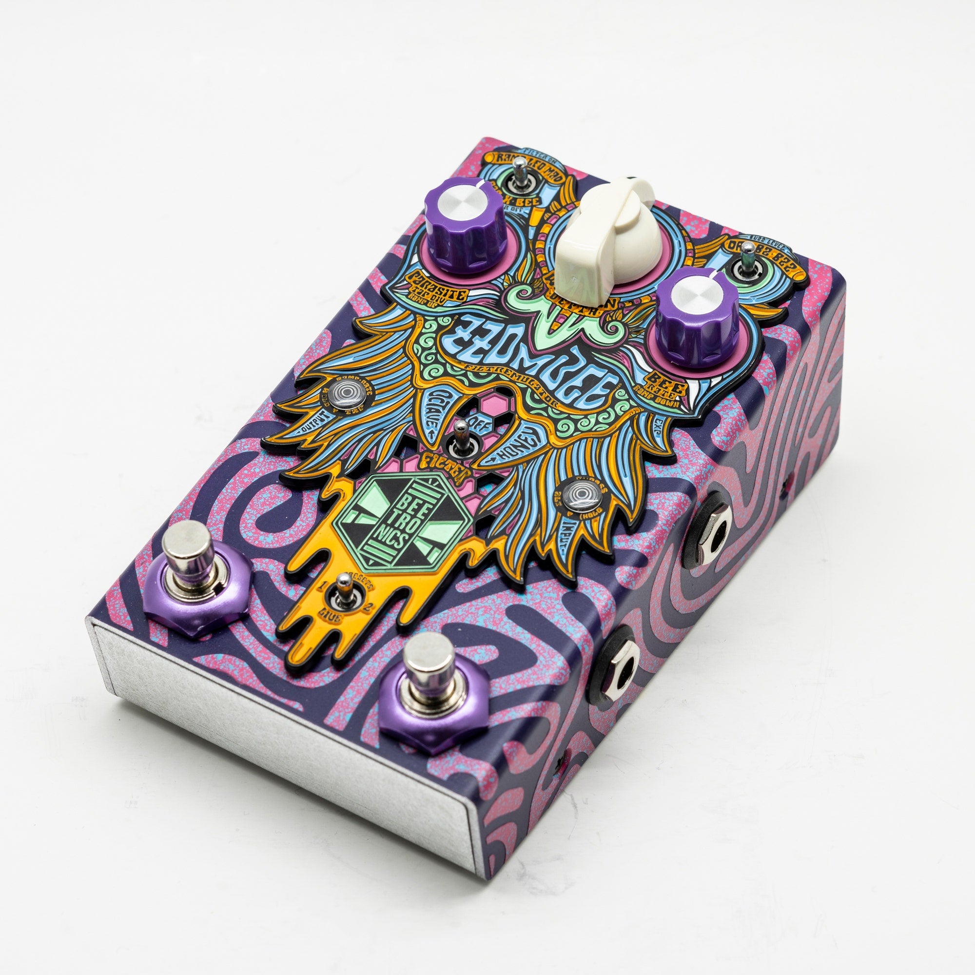 Beetronics FX Custom Shop Zzombee Filtremulator Filter & Modulation Guitar Effects Pedal, Purple / Red / Blue Speckle