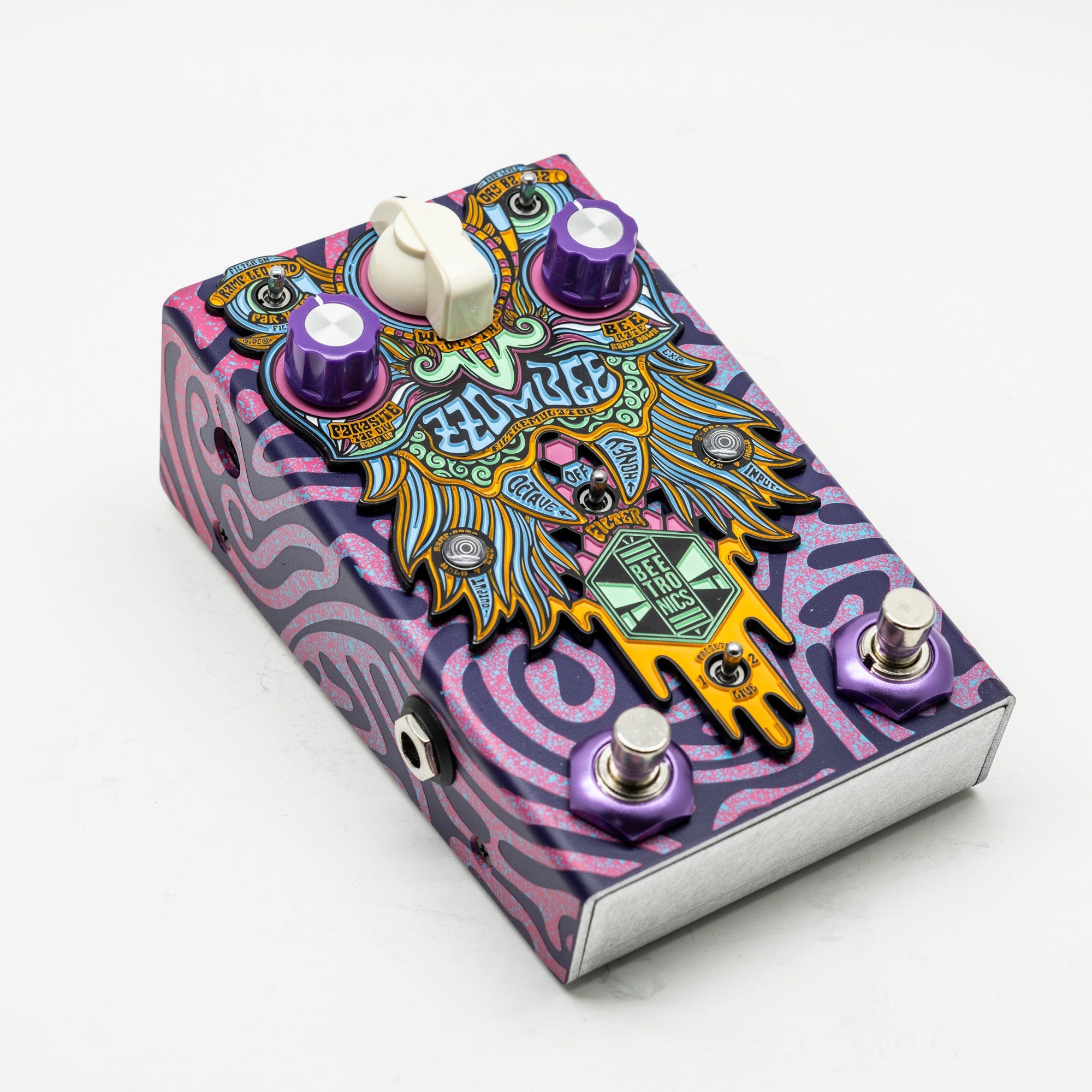 Beetronics FX Custom Shop Zzombee Filtremulator Filter & Modulation Guitar Effects Pedal, Purple / Red / Blue Speckle