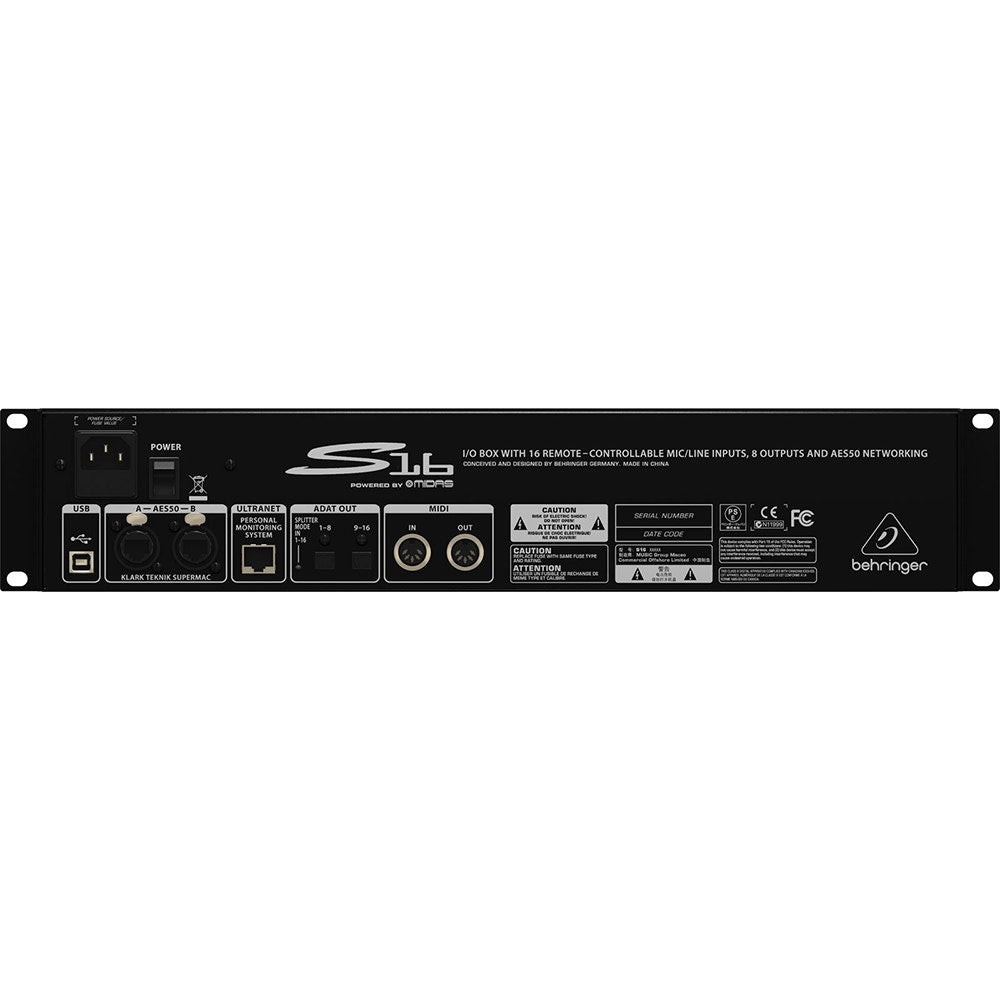 Behringer S16 Digital Snake I/O Box for X32 Mixer 16 Mic 8 Out AES50 S-16 (Open Box)