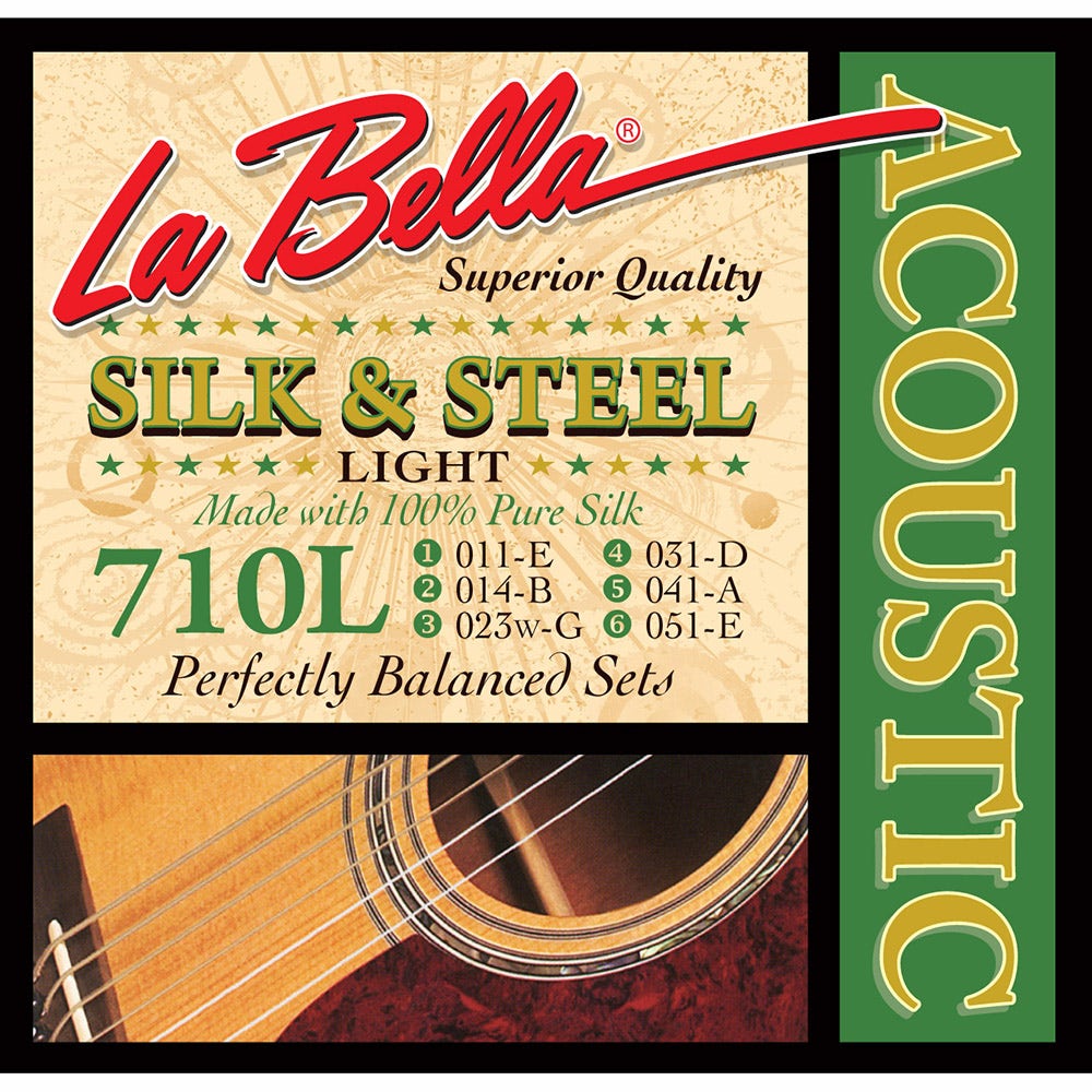 La Bella 710L Silk & Steel Acoustic Guitar Strings, Light (11-51)