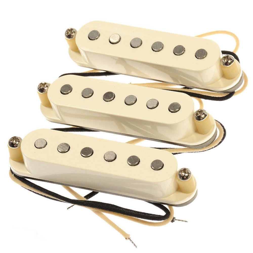 Bare Knuckle Irish Tour 6-String Single Coil Strat Pickup Set, Flat Profile, RW/RP Middle Pickup, Parchment