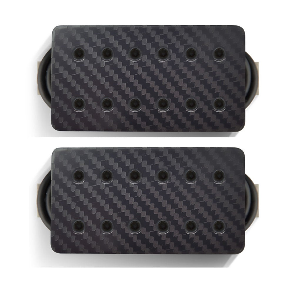 Bare Knuckle Aftermath Humbucker Guitar Pickup Set, Carbon Fibre Tattoo w/ Black Bolts