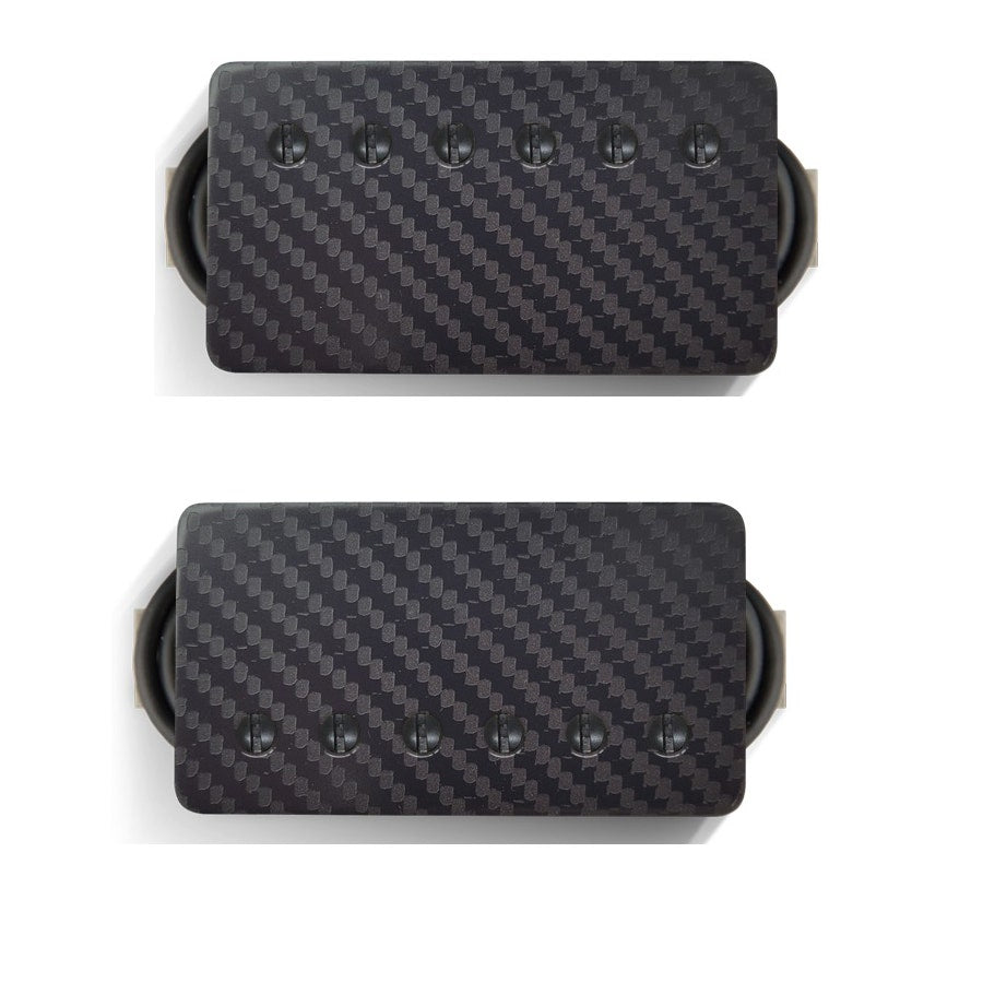 Bare Knuckle Ragnarok 6-String Humbucker Bridge and Neck Pickup Set, Carbon Fibre Tattoo w/ Black Screws