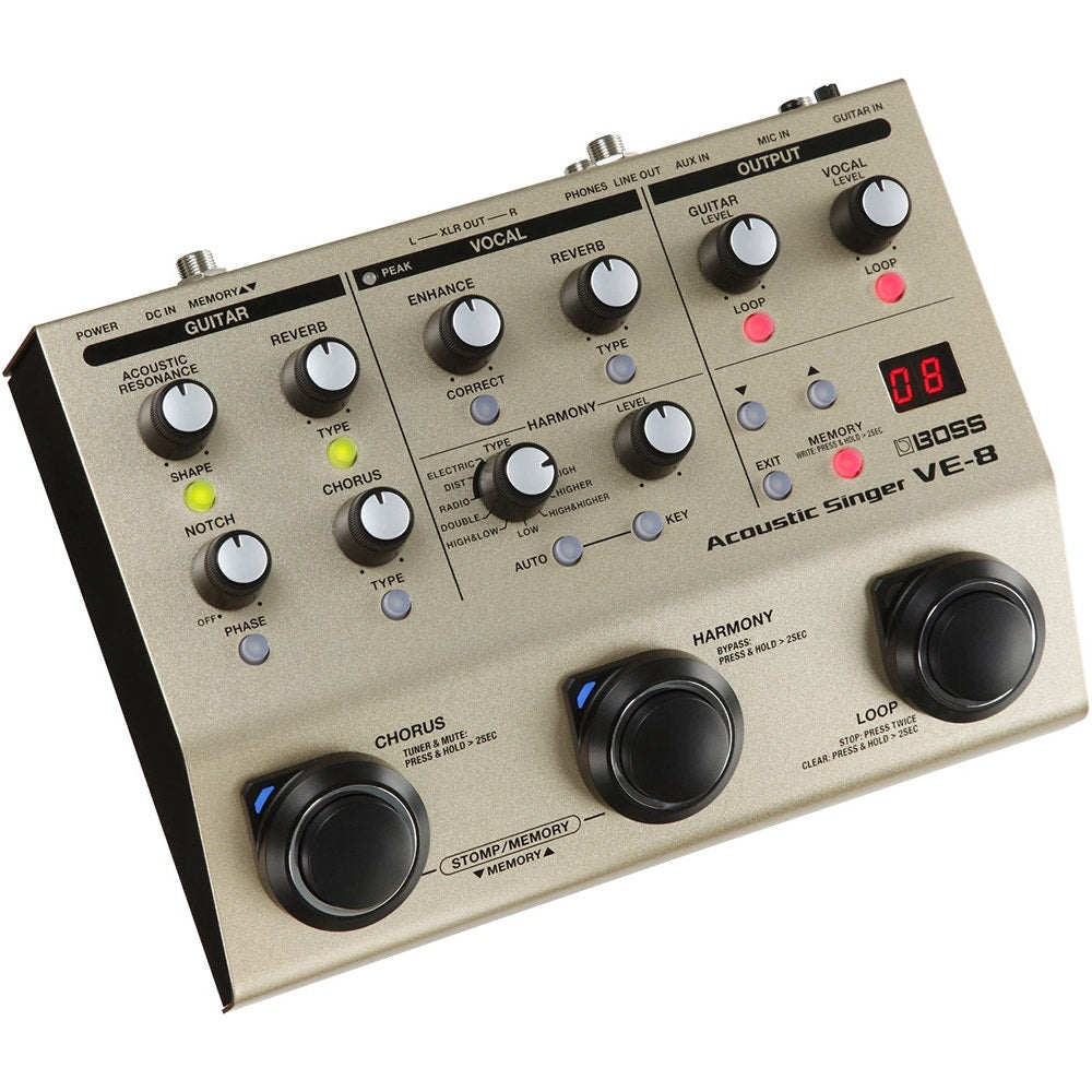 BOSS VE-8 Acoustic Singer Guitar/Vocal Processor Pedal