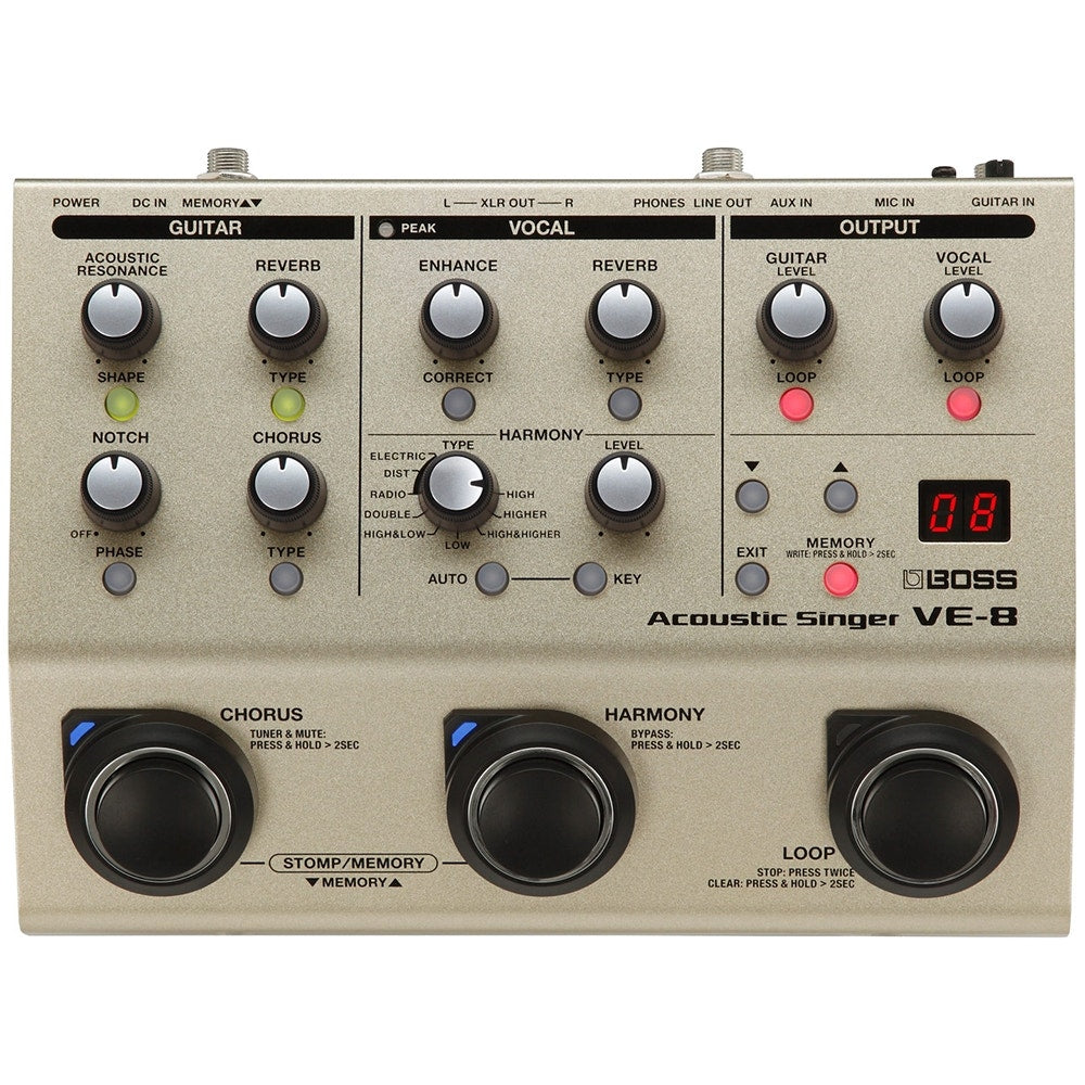 BOSS VE-8 Acoustic Singer Guitar/Vocal Processor Pedal