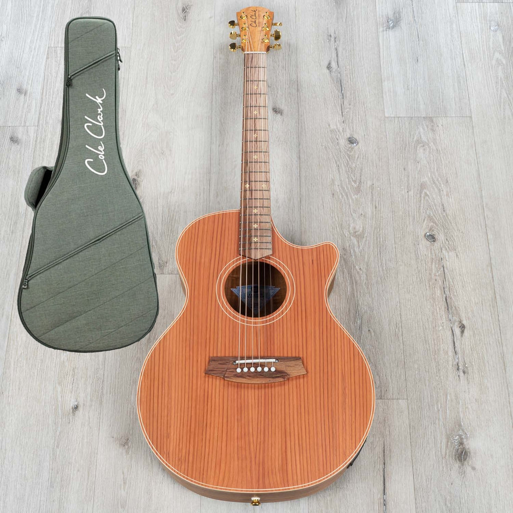 Cole Clark AN2EC-RDBL Auditorium Acoustic-Electric Guitar, Redwood Top w/ Gig Bag