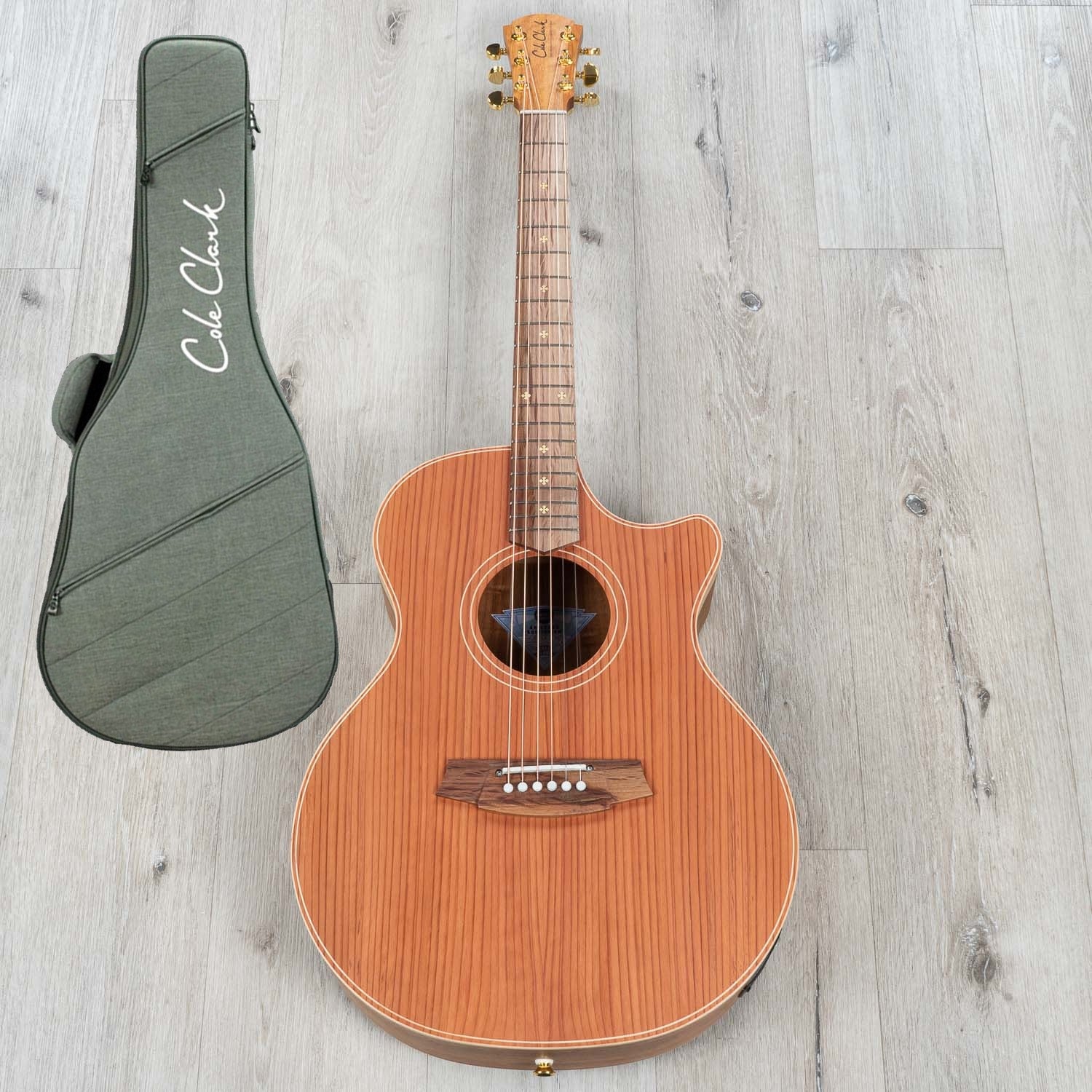 Cole Clark AN2EC-RDBL Auditorium Acoustic-Electric Guitar, Redwood Top w/ Gig Bag