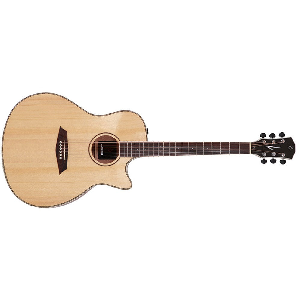 Sire R3 GS NT Zebra 7 SIB Cutaway Acoustic Electric Guitar, Natural w/ Sire Premium Gig Bag