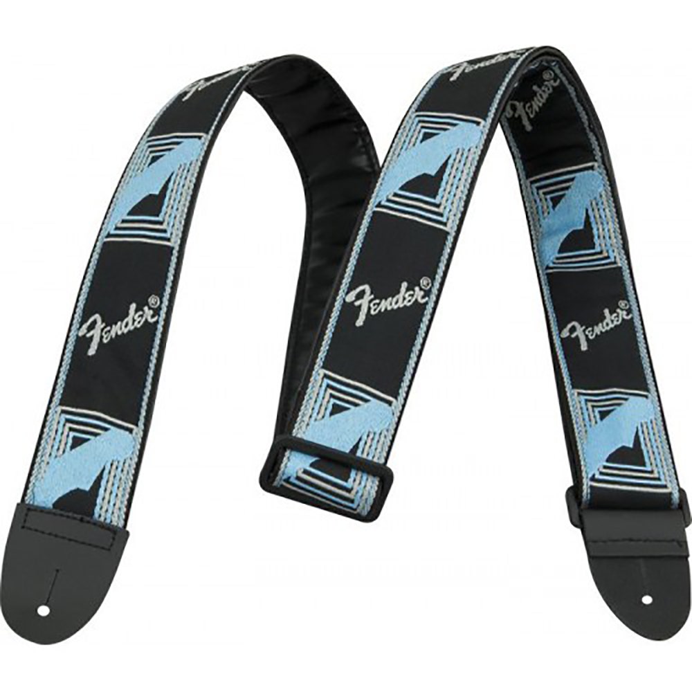 Fender 2" Monogrammed Guitar Strap with Fender Logo, Black/Grey/Blue