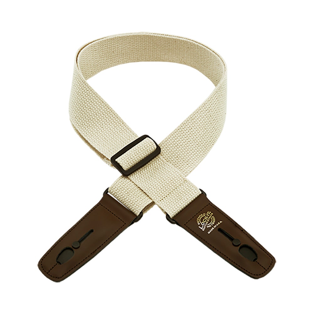 Lock It Straps 2" Natural Cotton Guitar Strap with Brown Ends (LIS 049 C2-NAT/BRN)