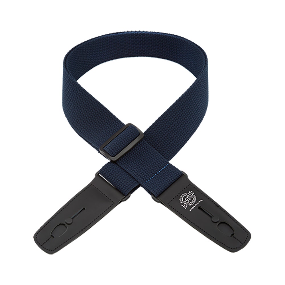 Lock It Straps 2" Navy Blue Cotton Guitar Strap with Brown Ends (LIS 051 C2-NVYBLU)