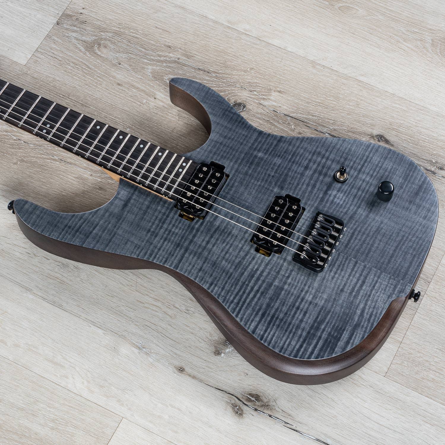 Cerberus Erebus 6 Long Scale Electric Guitar, Ebony Fingerboard, Transparent Black