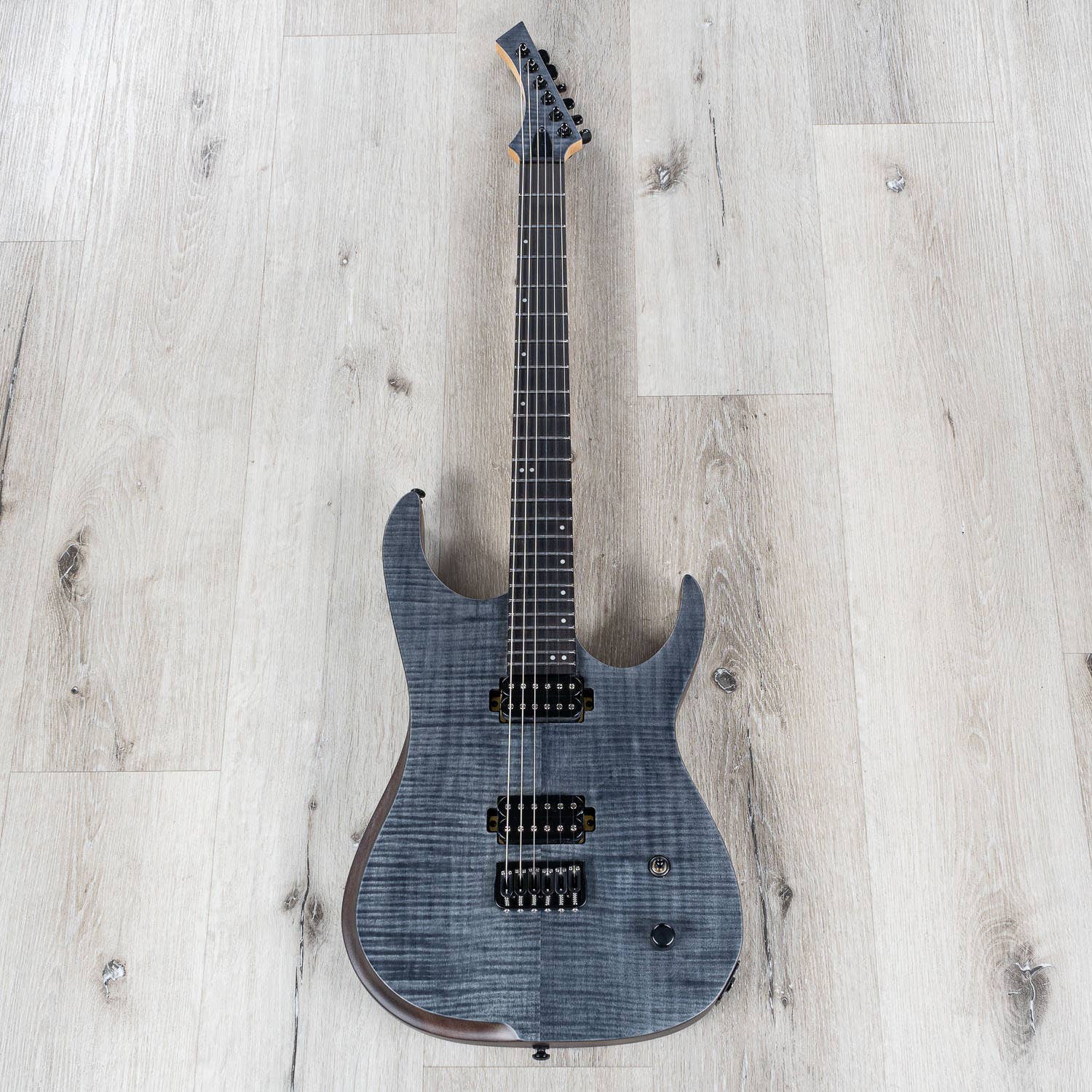 Cerberus Erebus 6 Long Scale Electric Guitar, Ebony Fingerboard, Transparent Black