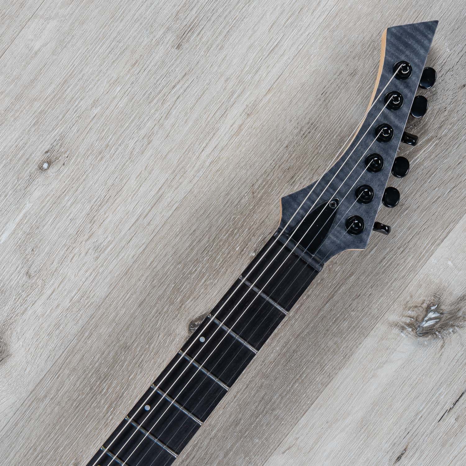 Cerberus Erebus 6 Long Scale Electric Guitar, Ebony Fingerboard, Transparent Black
