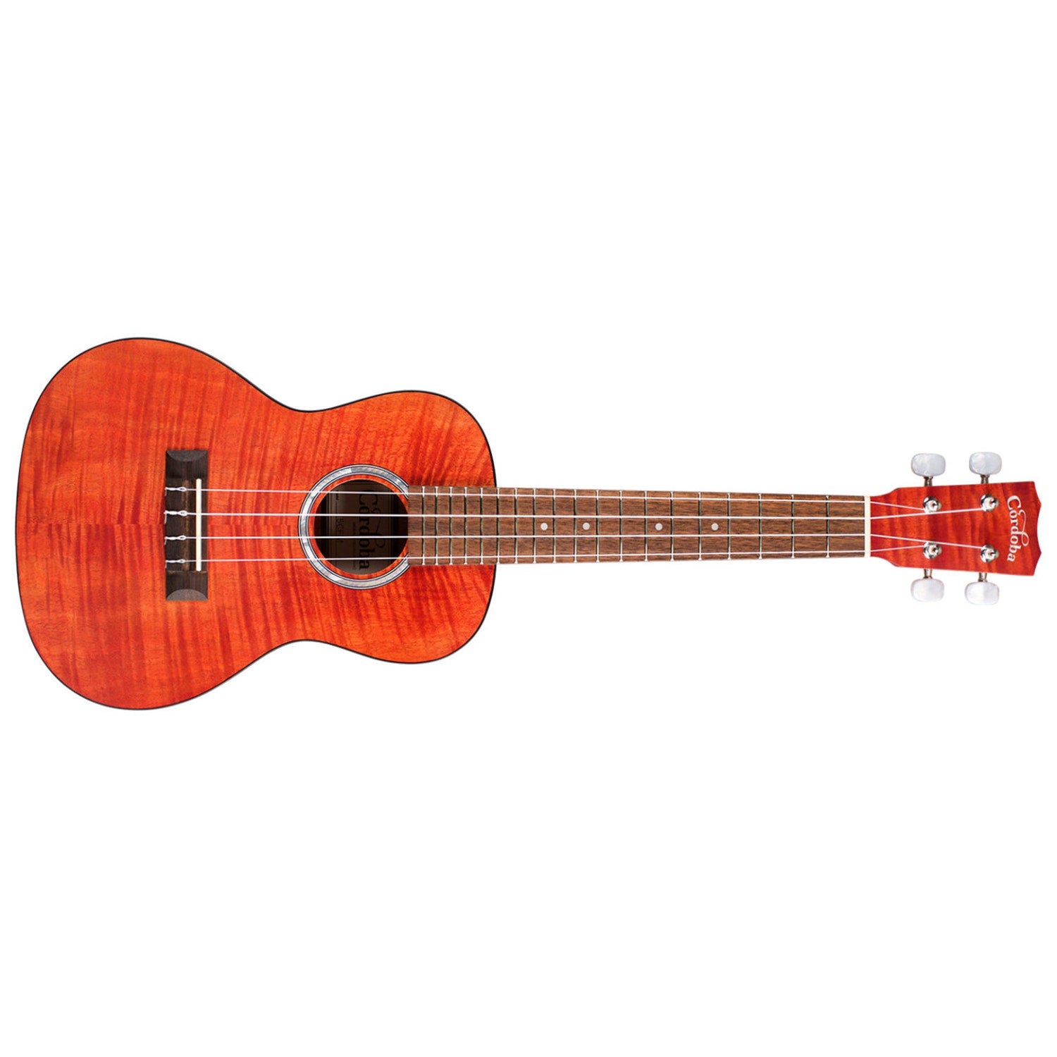 Cordoba 15CFM Flamed Mahogany Concert Uke Ukulele, Pau Ferro Fretboard, Rose Red