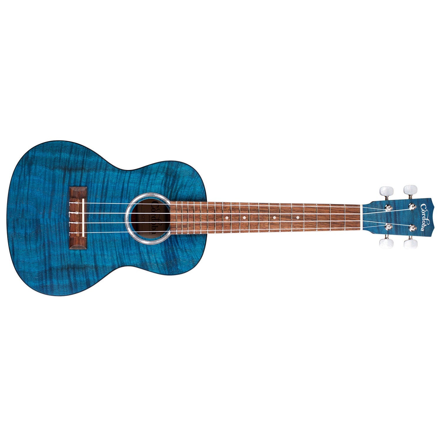 Cordoba 15CFM Flamed Mahogany Concert Uke Ukulele, Pau Ferro Fretboard, Sapphire Blue