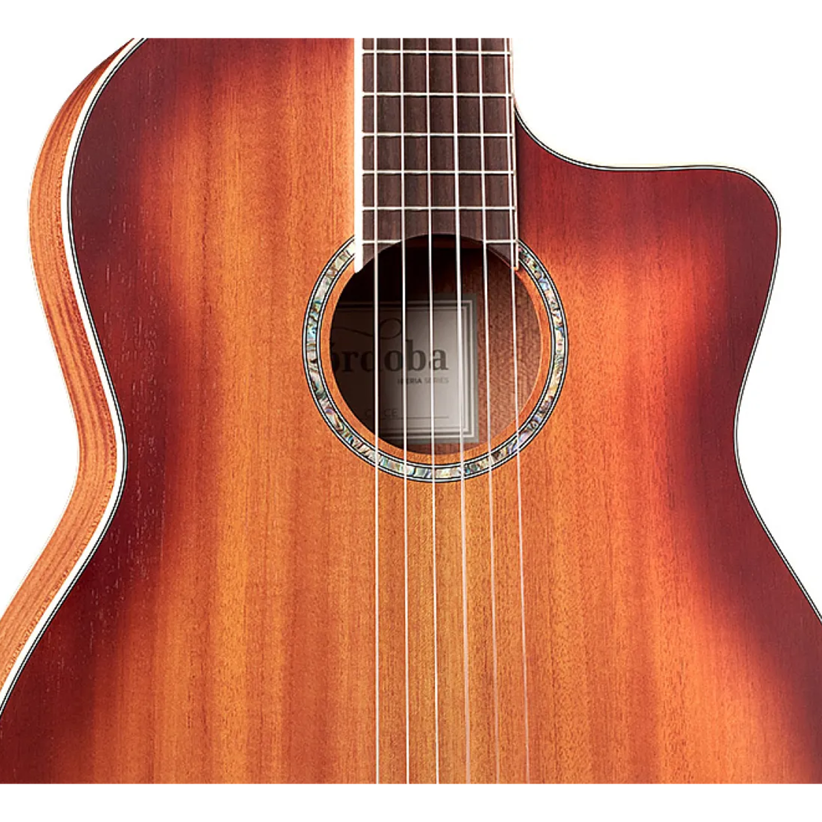 Cordoba Iberia C4-CE Nylon-String Acoustic-Electric Guitar, Solid African Mahogany, Edge Burst