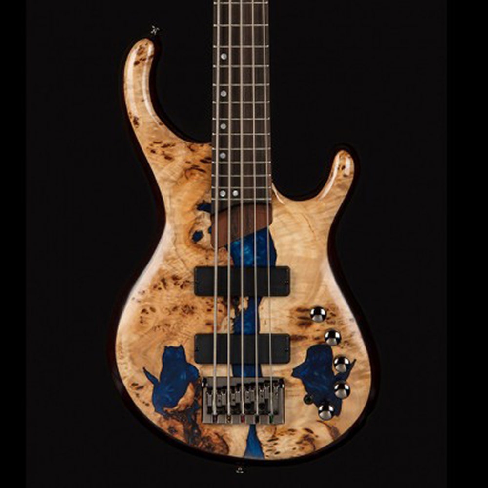 Cort Persona 5 Blue Resin Burl 5-String Bass Guitar, Macassar Ebony Fingerboard