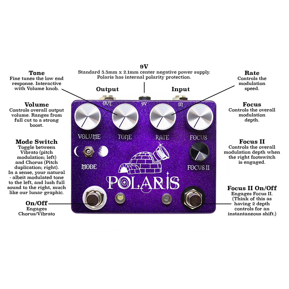 CopperSound Polaris Analog Chorus / Vibrato Guitar Effects Pedal