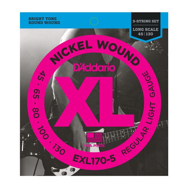 6 Sets of D'Addario EXL170-5 String Electric Bass Strings Long Scale (45-130)