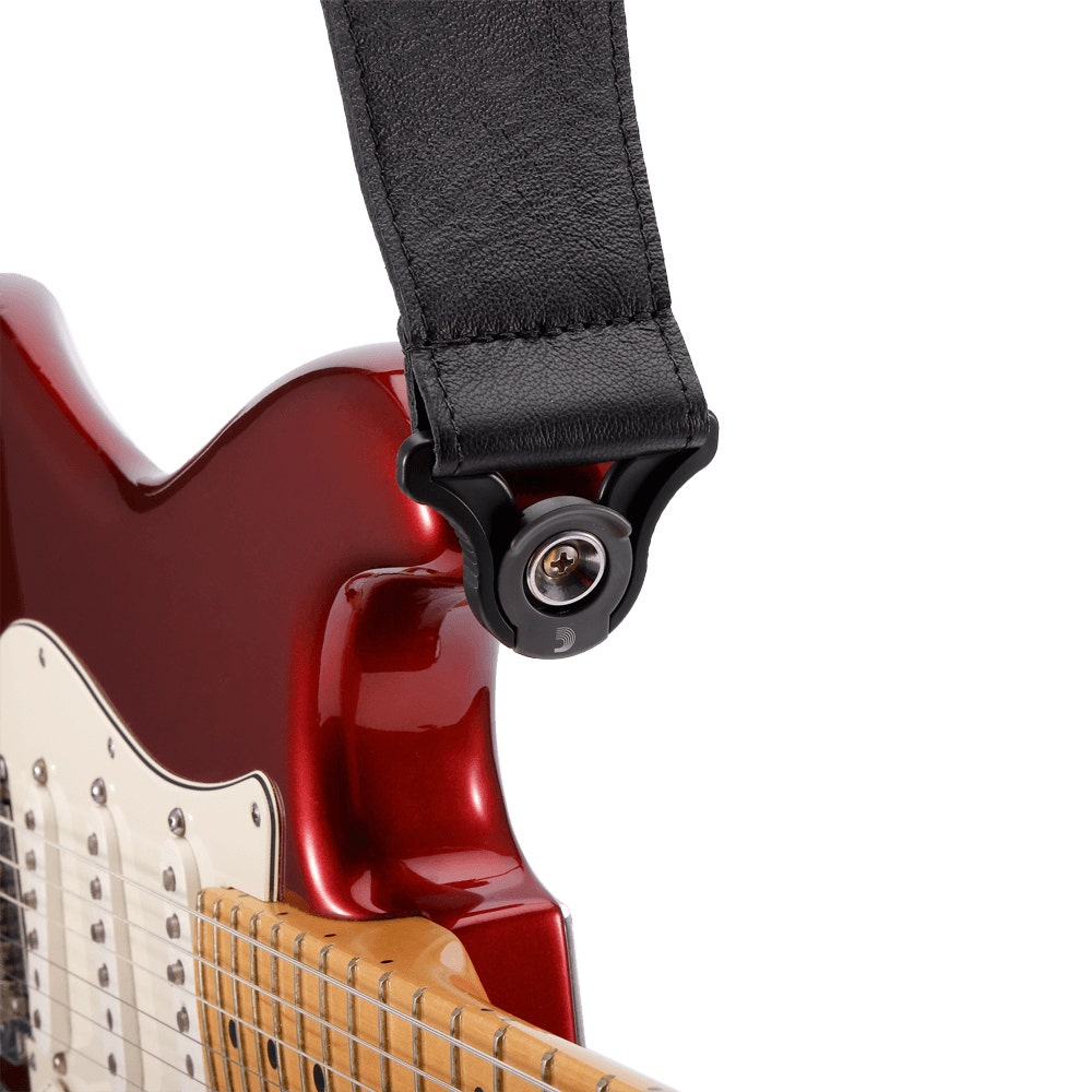 D'Addario 25BAL00 Comfort Leather Auto-Lock Guitar Strap, 2.5-Inch, Black
