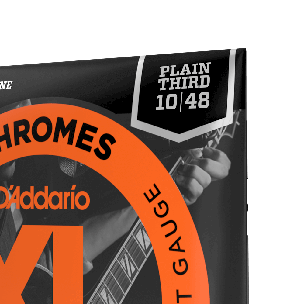 D'Addario XL Chromes Plain Third Flatwound Electric Guitar Strings, Extra Light 10-48