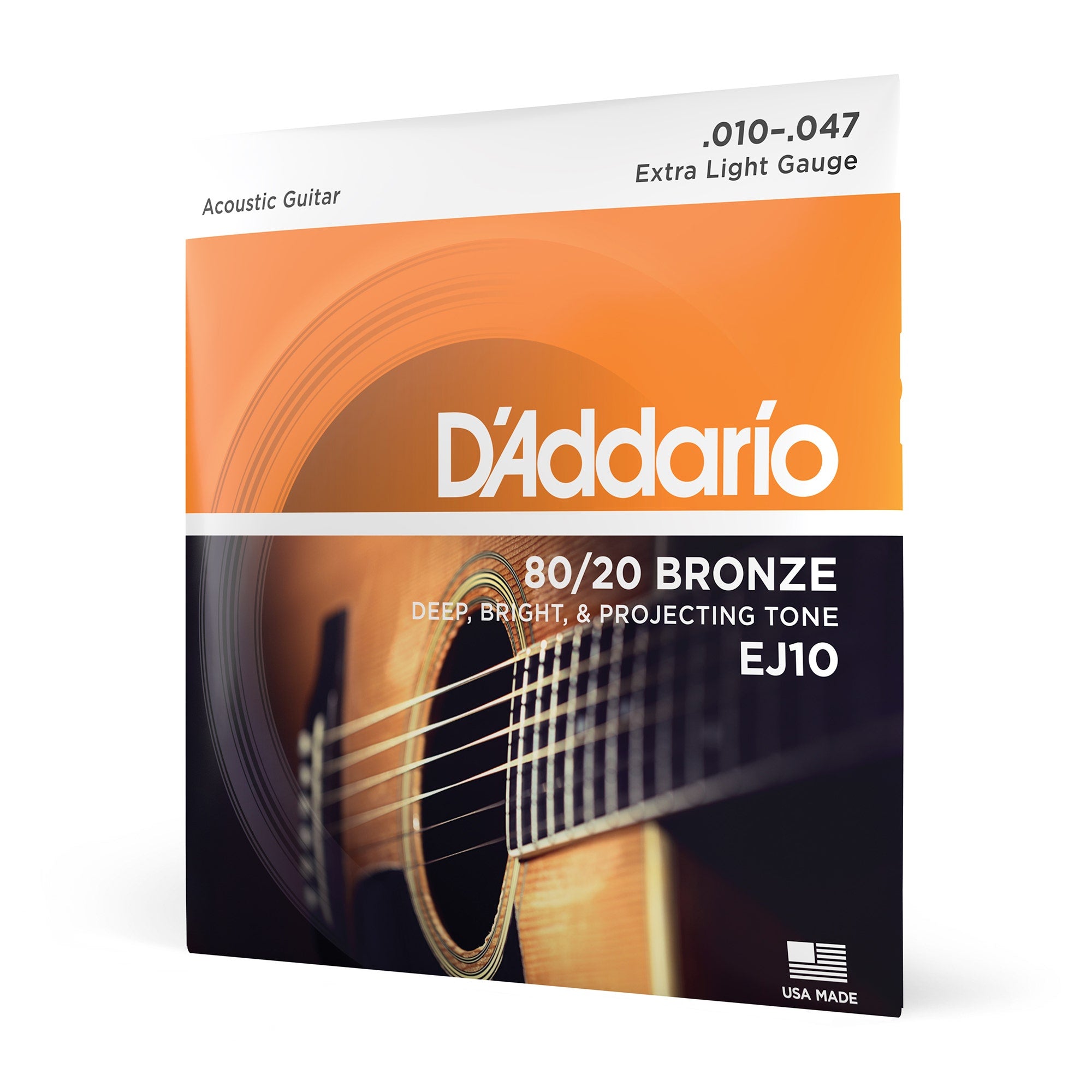 D'Addario EJ10 Extra Light 80/20 Bronze Acoustic Guitar Strings (.010-.047)