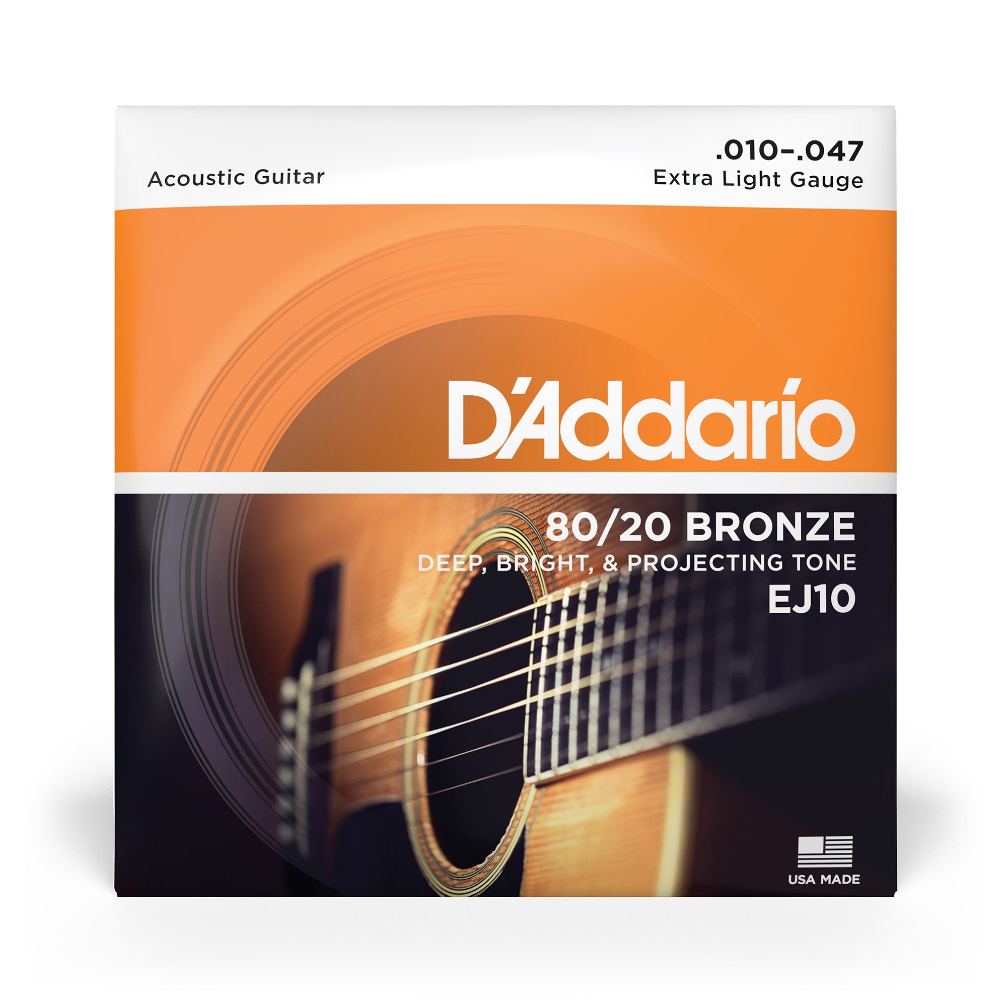 D'Addario EJ10 Extra Light 80/20 Bronze Acoustic Guitar Strings (.010-.047)