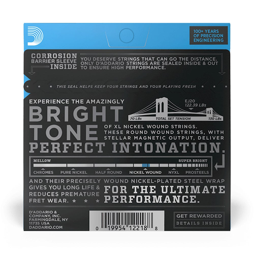 D'Addario EJ20 Jazz Extra Light Wound 3rd Electric Guitar Strings, 10-49