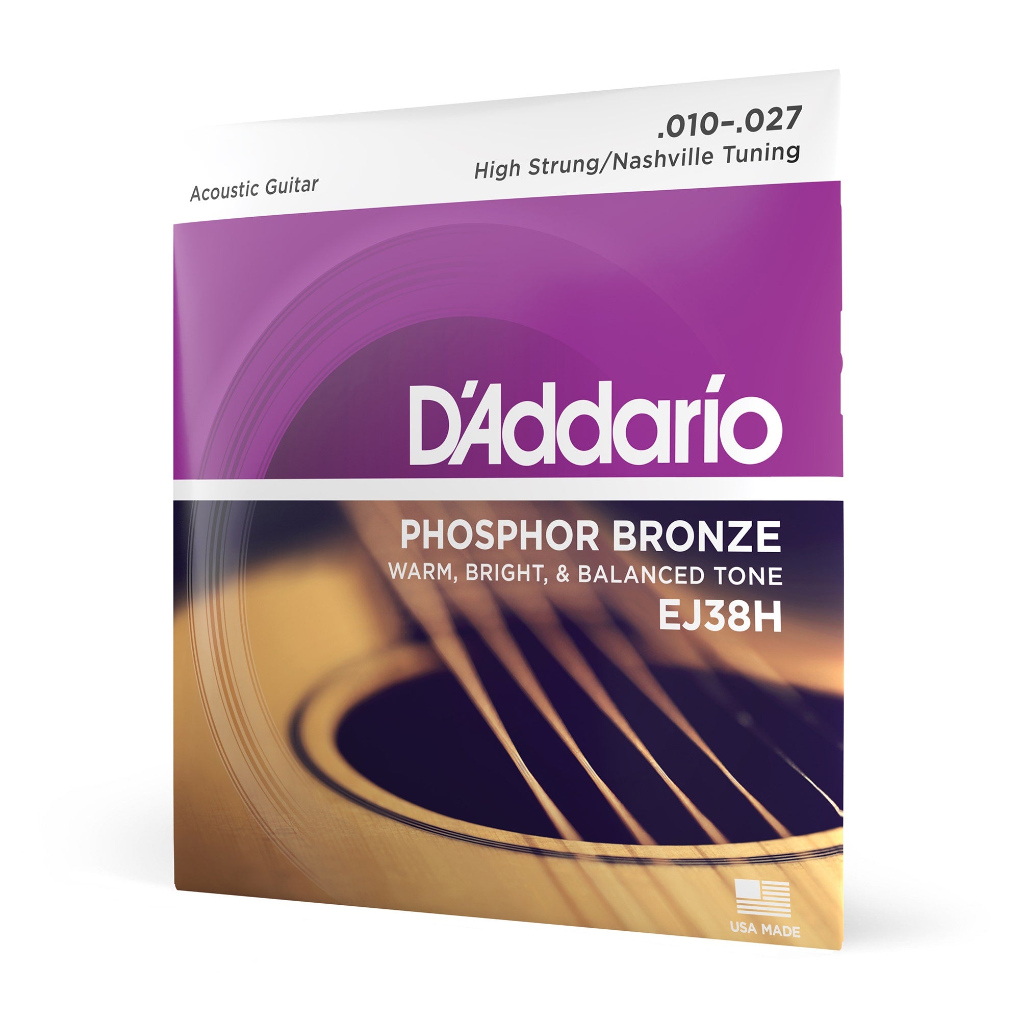 D'Addario EJ38H Phosphor Bronze High Strung/Nashville Tuning Acoustic Guitar Strings (10-27)