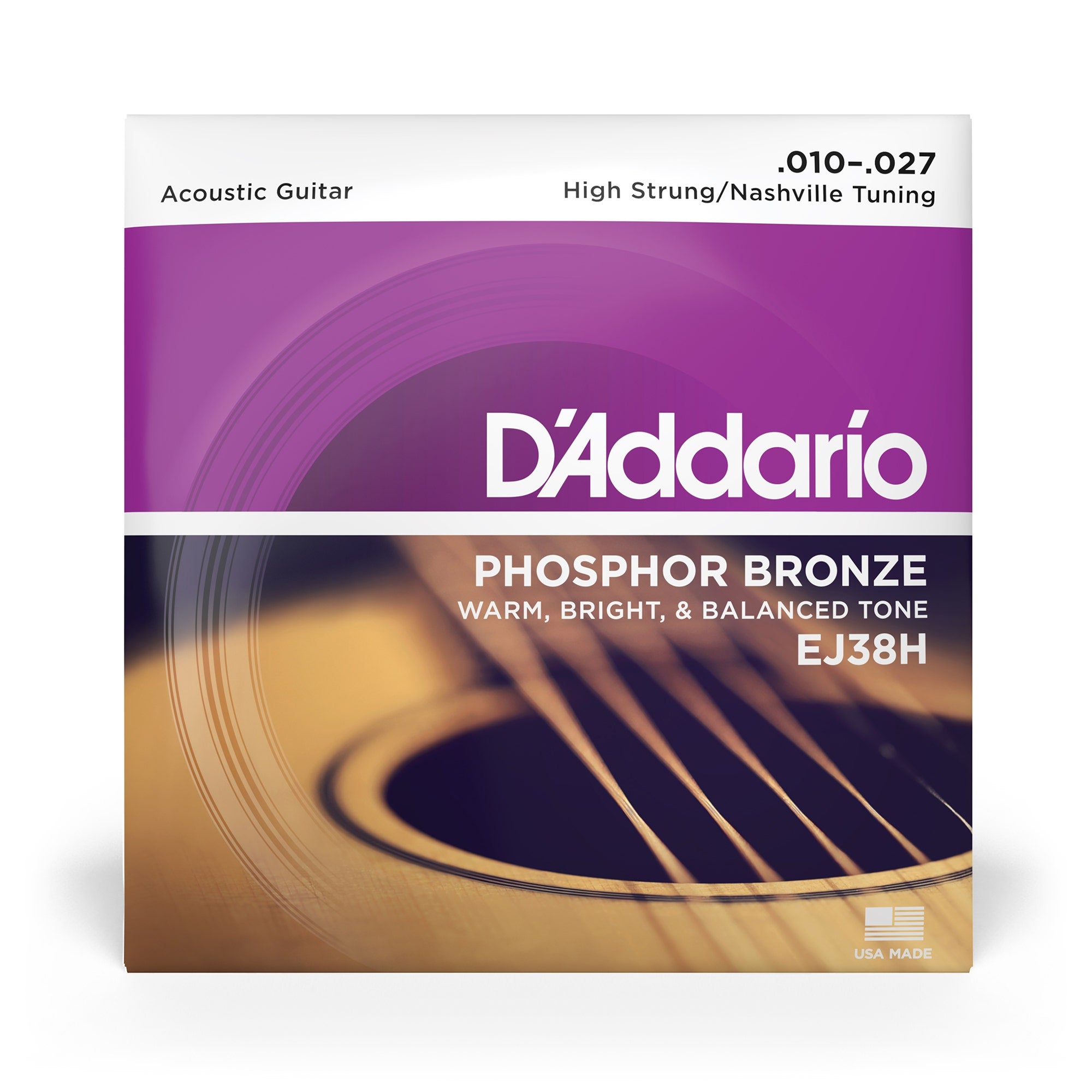D'Addario EJ38H Phosphor Bronze High Strung/Nashville Tuning Acoustic Guitar Strings (10-27)