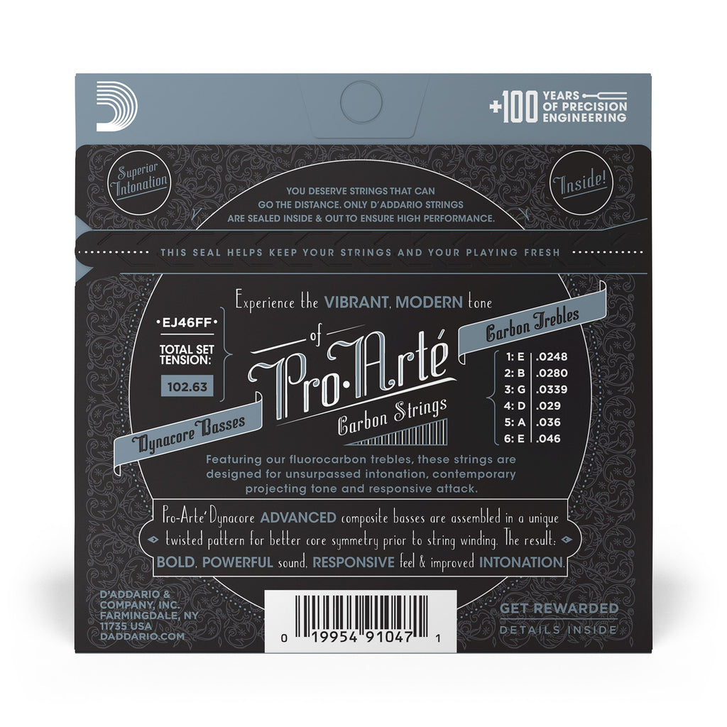 D'Addario EJ46FF Pro-Arte / Dynacore Classical Nylon Guitar Strings, Hard Tension
