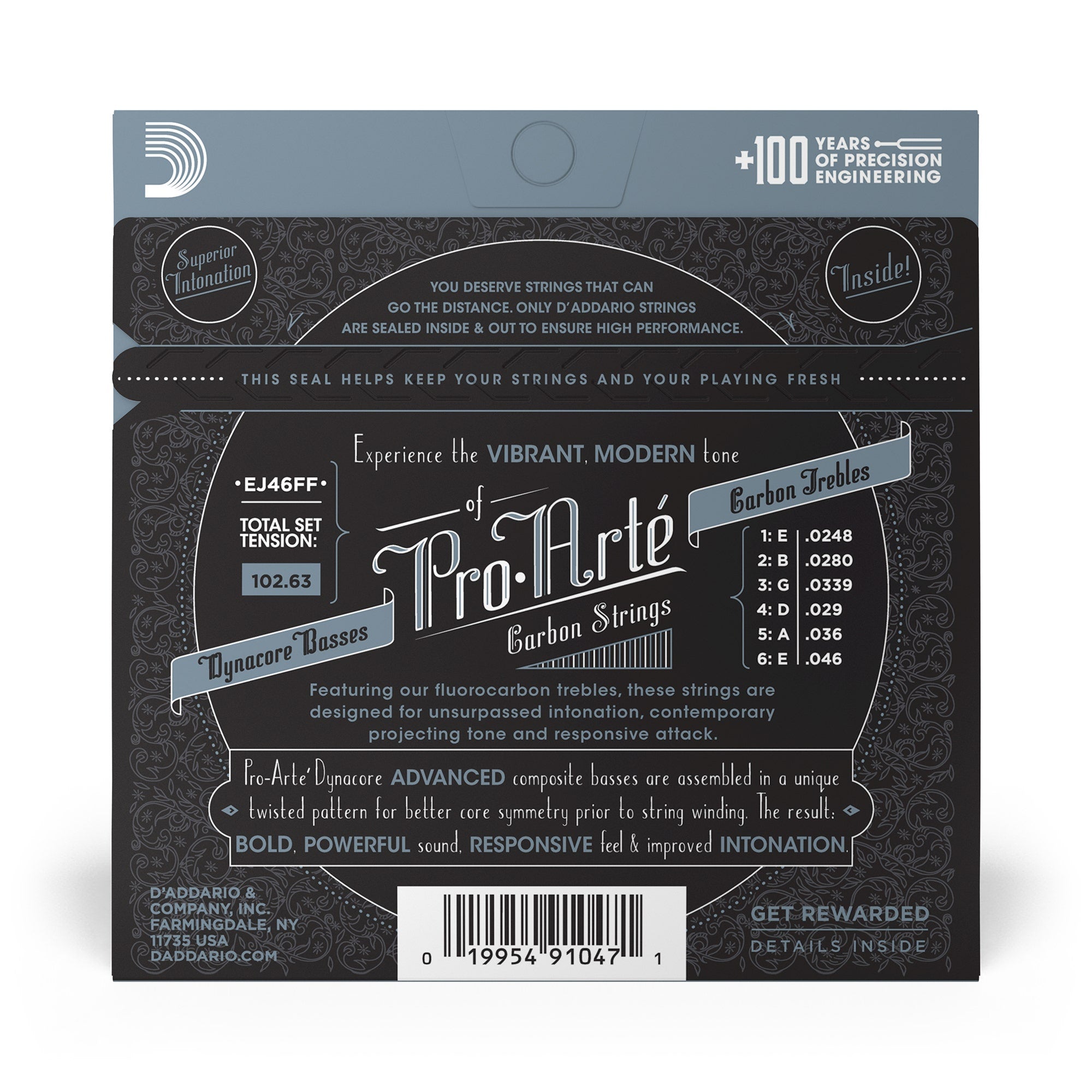 D'Addario EJ46FF Pro-Arte / Dynacore Classical Nylon Guitar Strings, Hard Tension