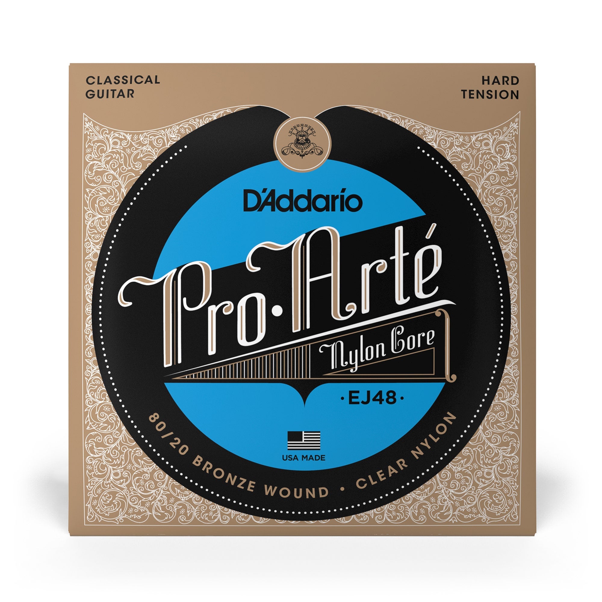 D'Addario EJ48 Pro-Arte 80/20 Bronze Classical Guitar Strings, Hard Tension