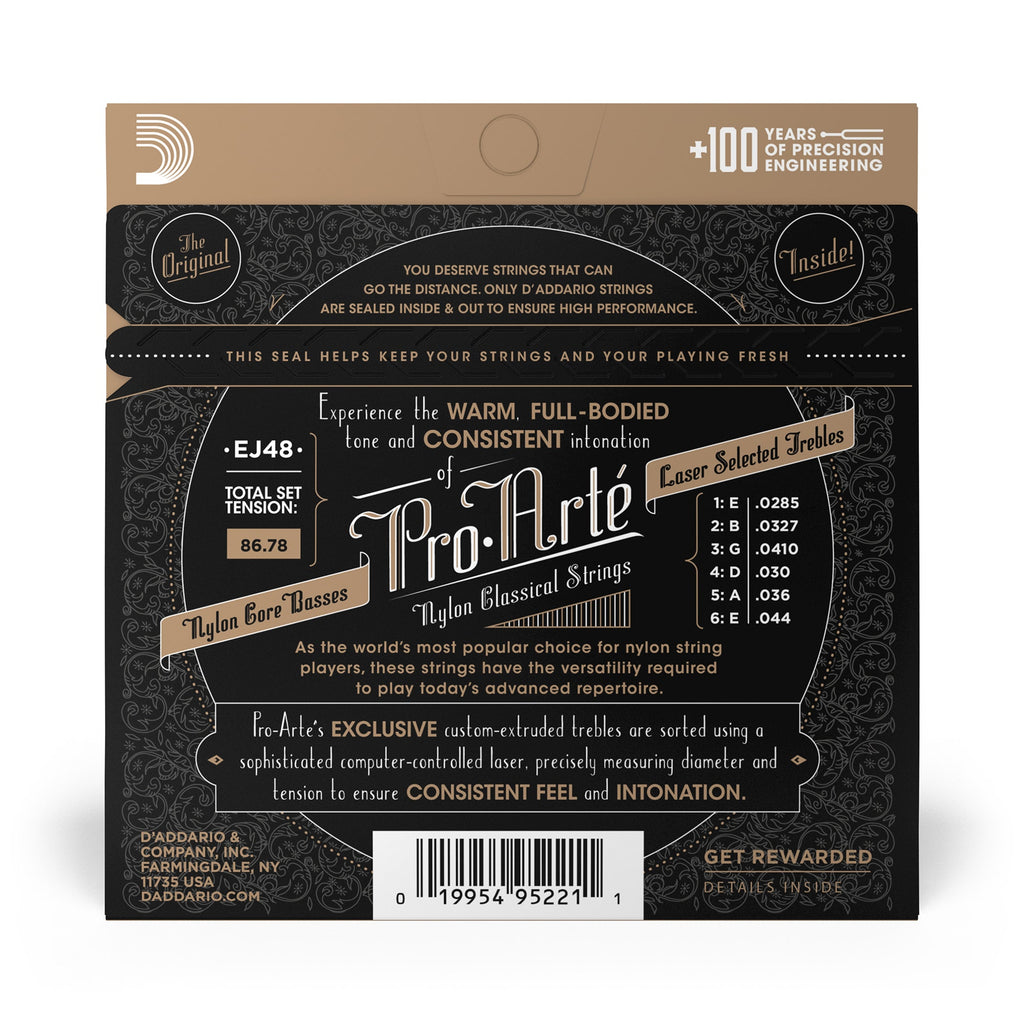 D'Addario EJ48 Pro-Arte 80/20 Bronze Classical Guitar Strings, Hard Tension