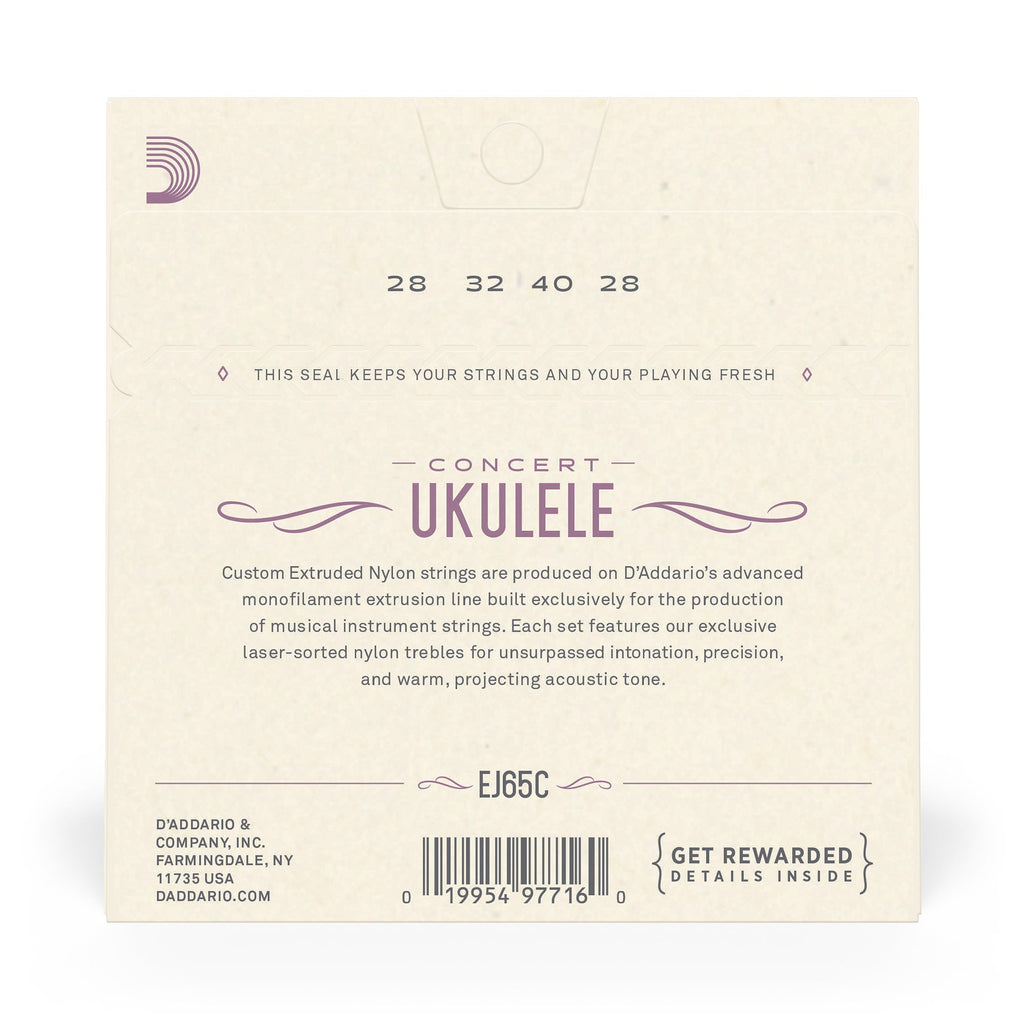 D'Addario EJ65C ProArte Custom Extruded Clear Nylon Concert Ukulele Strings 12-Pack