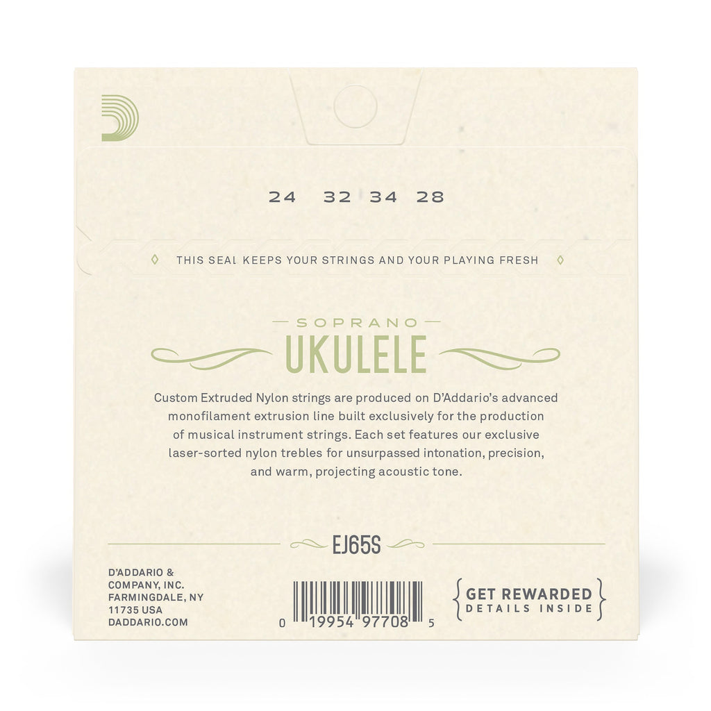 D'Addario EJ65S Pro-Arté Custom Extruded Soprano Ukulele Strings