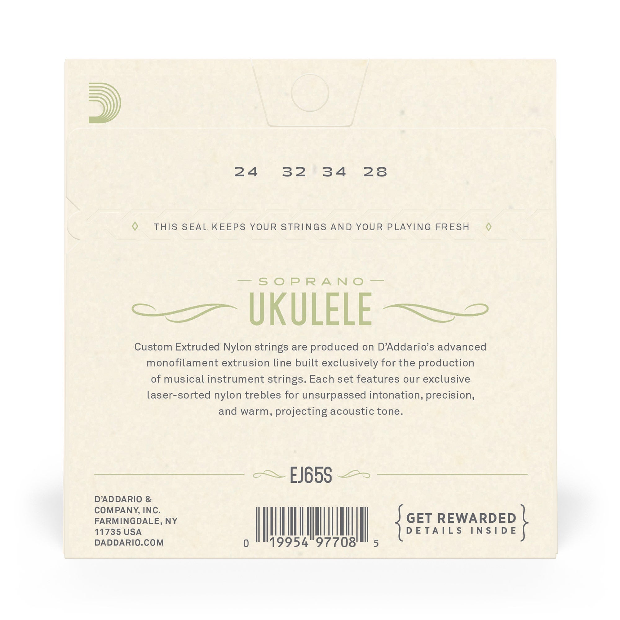 D'Addario EJ65S Pro-Arté Custom Extruded Soprano Ukulele Strings