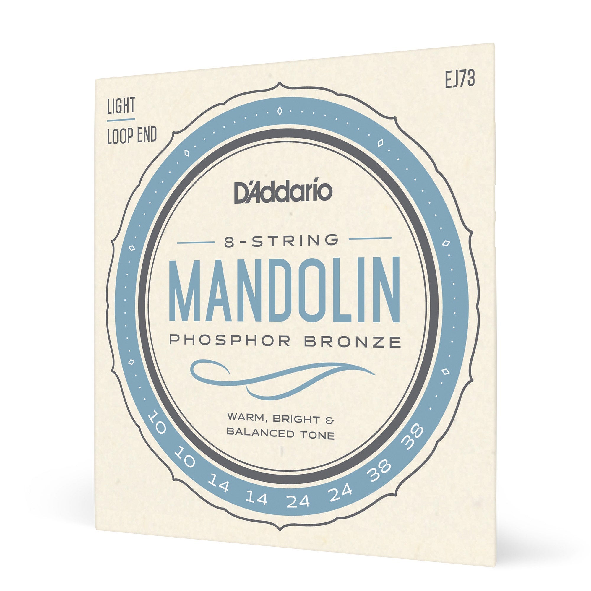 D'Addario EJ73 Phosphor Bronze Mandolin Strings, Light Gauge, 10-38