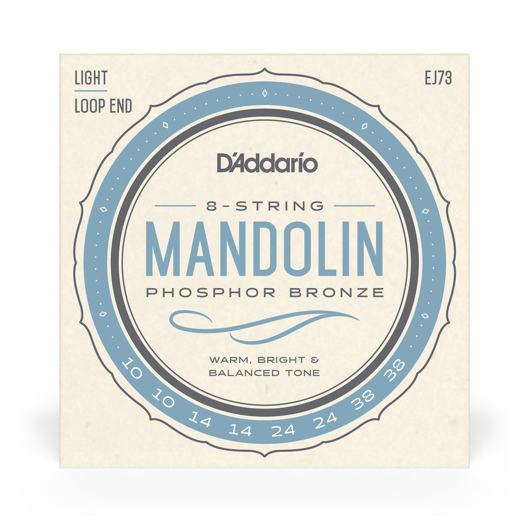 D'Addario EJ73 Phosphor Bronze Mandolin Strings, Light Gauge, 10-38