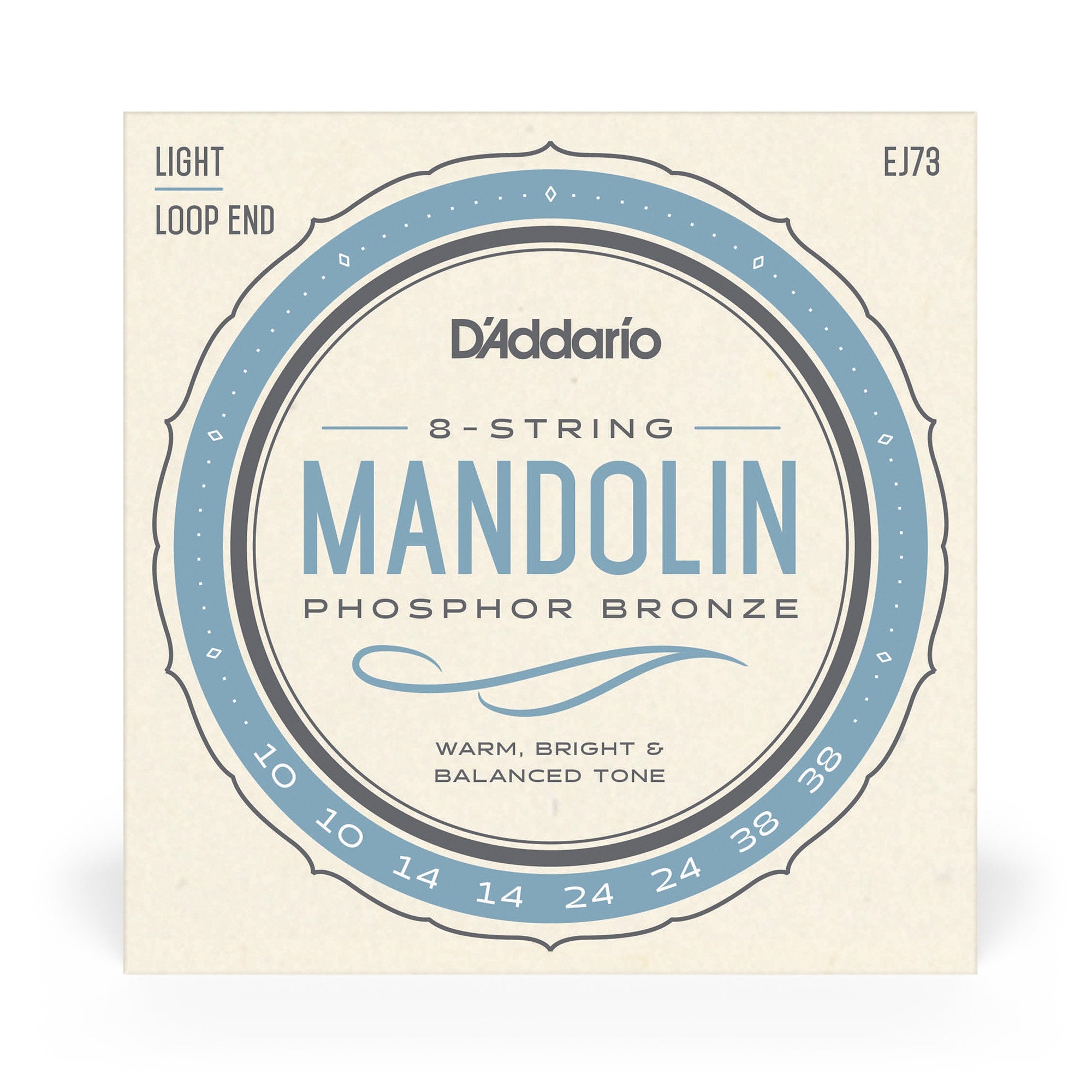 D'Addario EJ73 Phosphor Bronze Mandolin Strings, Light Gauge, 10-38