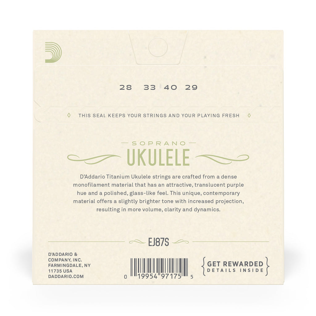 D'Addario EJ87S T2 Titanium Soprano Ukulele Strings