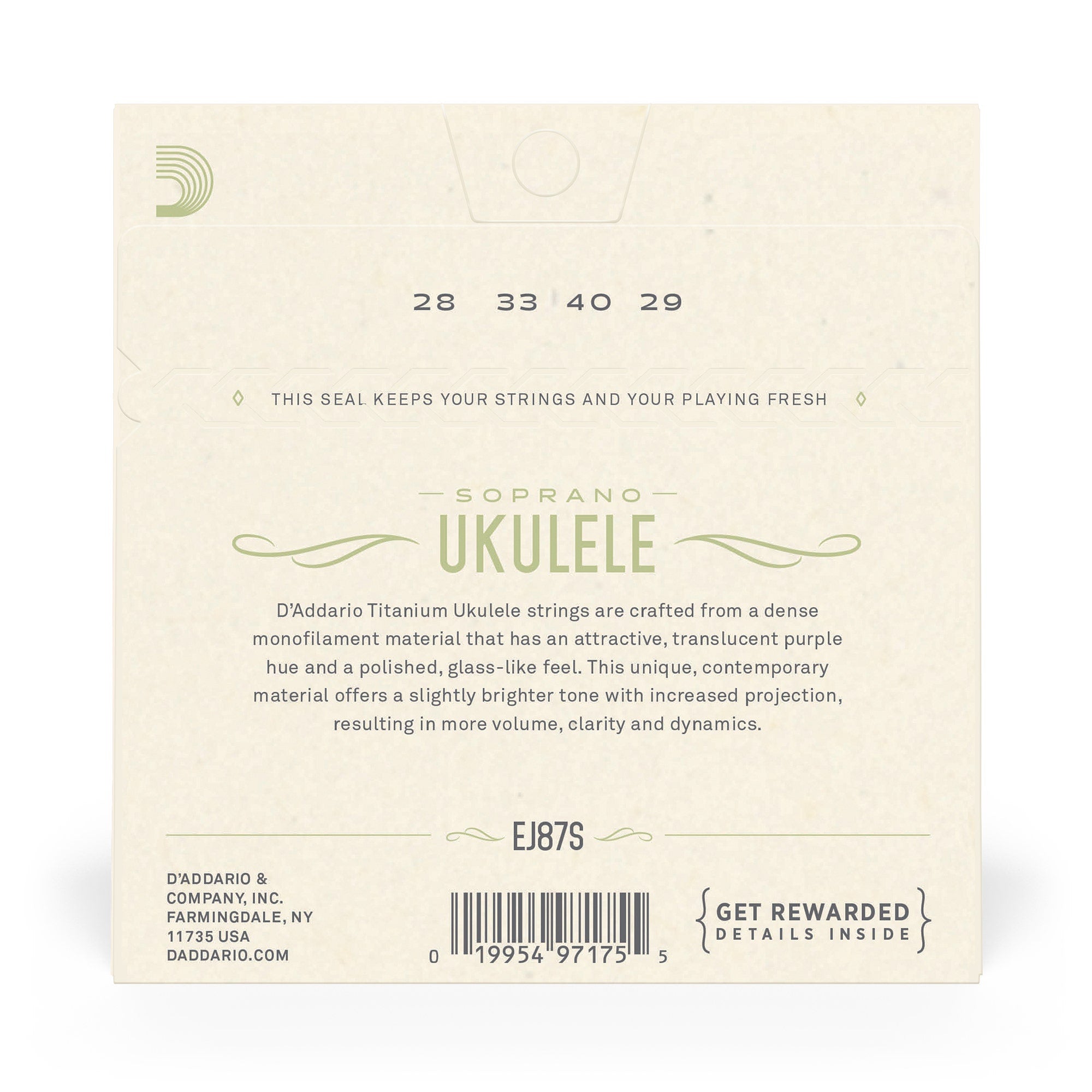 D'Addario EJ87S T2 Titanium Soprano Ukulele Strings