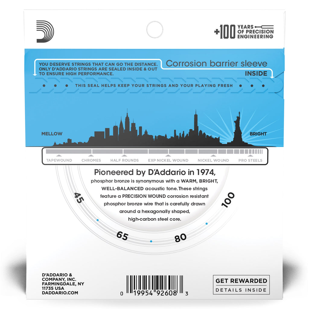 D'Addario EPBB170 Phosphor Bronze Long Scale Acoustic Bass Strings (45-100)